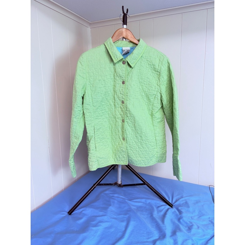 WHITE STAG WOMEN'S QUILTED COTTON JACKET Apple Green  SIZE Med Snap Close Pocket